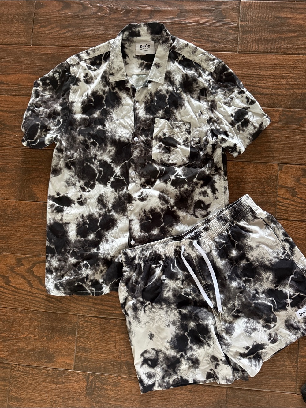 Duvin Black & White Tie-Dye Swim Set